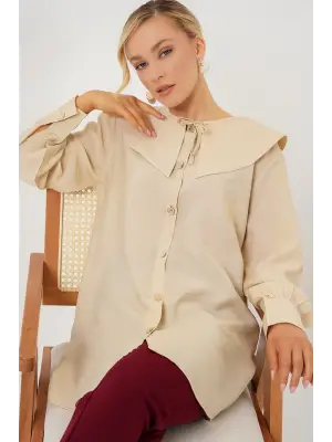 Bebe Yaka Uzun Tunik 5967 - Krem