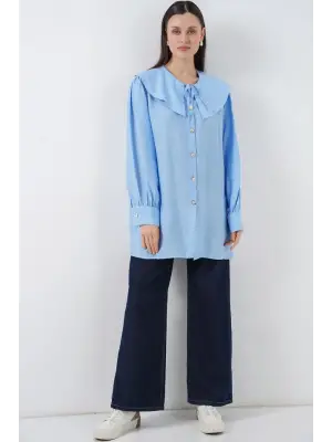 Bebe Yaka Uzun Tunik 5967 - Mavi