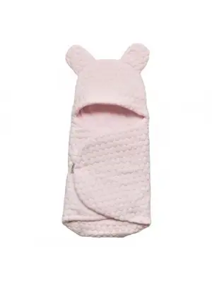 Omarı Yumuşak Kabartmalı Pembe Kundak Örtüsü