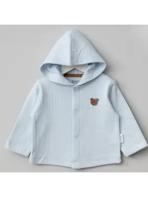 Bebitof Kapüşonlu Bebek Hırka 80153 Koyu Mavi