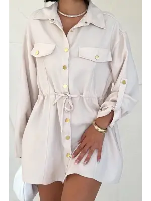 Omarı Rahat ve Şık Bej Tünelli Gömlek