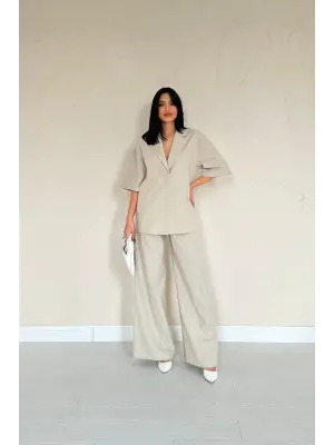 Omarı Elegan Bej Takım