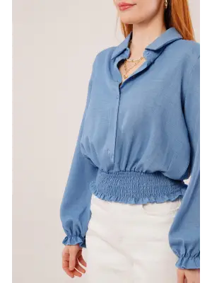 Bel Ve Bilek Lastikli Mavi Bluz