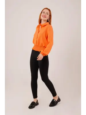 Bel Ve Bilek Lastikli Turuncu Bluz