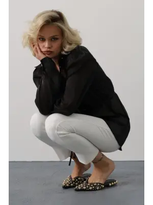 Belden Bağlamalı Uzun Kol Gömlek - Siyah