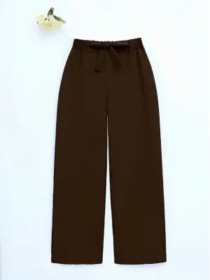 Omarı Esnek Beliyle Rahat Kullanımlı Bol Paça Pantolon