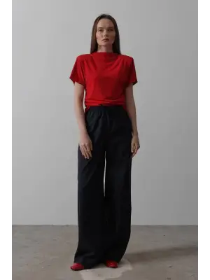 Omarı Rahat Kesim Beli Lastikli Lacivert Pantolon