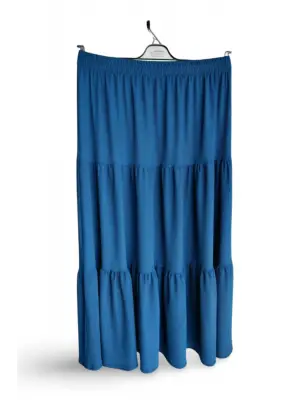 Beli Lastikli Bürümcek Kumaş Etek Anne Eteği Uzun Namaz Eteği Lacivert 44-52 beden