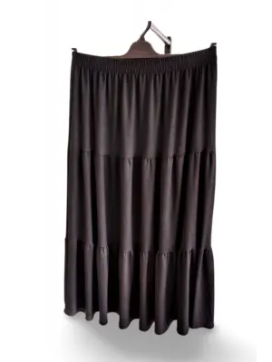 Beli Lastikli Bürümcek Kumaş Etek Anne Eteği Uzun Namaz Eteği Siyah 44-52 beden
