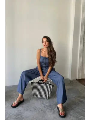 Benorra CROP ASKILI BLUZ - ŞALVAR PANTOLON TK - İndigo