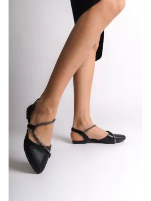 Zarif Taş Detaylı Bayan Babet Ayakkabı