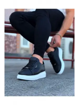 Omarı Siyah Delikli Yüksek Taban Erkek Ayakkabısı