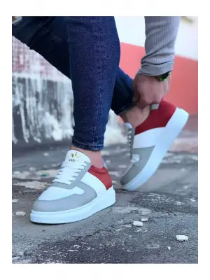 Omarı Rahat ve Şık Beyaz Kırmızı Erkek Casual Ayakkabı
