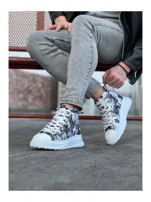 Omarı Beyaz Askeri Stil Yarım Bilek Casual Ayakkabı