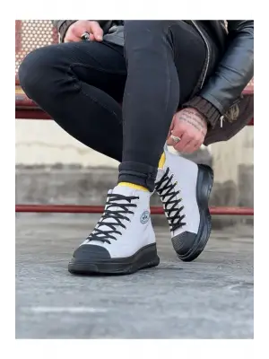 Gri Siyah Erkek Yarım Bilek Casual Ayakkabı