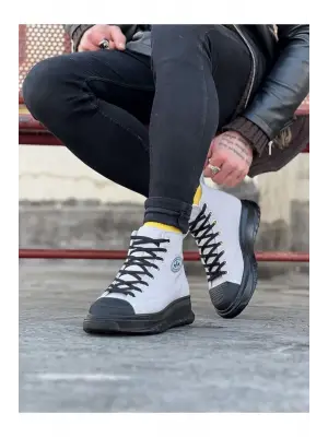 Omarı Gri Siyah Yarım Bilek Erkek Casual Ayakkabı