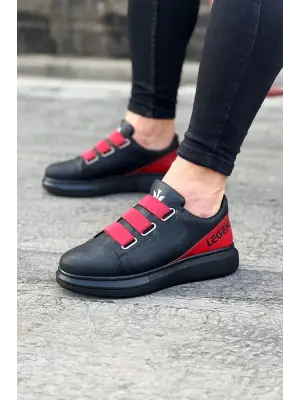 Omarı Kömür Kırmızı Kalın Taban Casual Erkek Ayakkabı