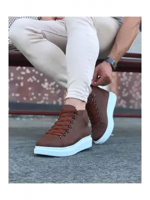 Omarı Taba Renkli Bağcıklı Yarım Bilek Sneakers