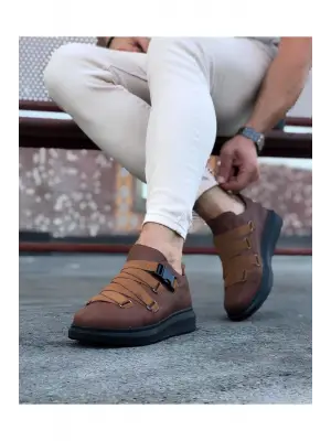 Taba Siyah Erkek Yüksek Taban Ayakkabı