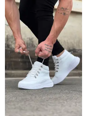 Omarı Yüksek Taban Beyaz Yarım Bilek Bot