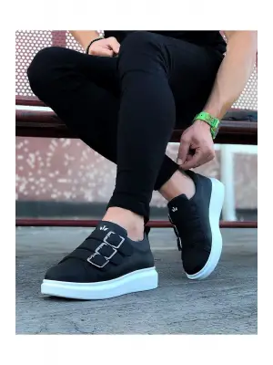 Siyah Tokalı Kalın Taban Erkek Ayakkabı