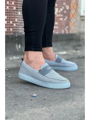 Çarpıcı Gri Triko Babet Erkek Ayakkabı