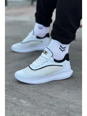 Omarı Beyaz Siyah Triko Erkek Spor Ayakkabı