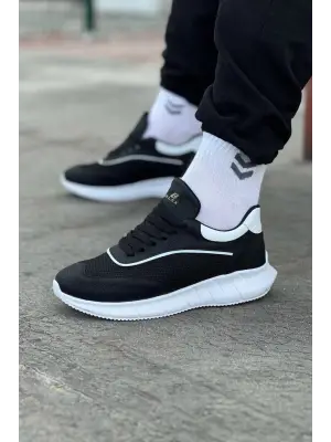 Omarı Spor Şıklığına Adım At: Siyah Beyaz Erkek Triko Ayakkabı