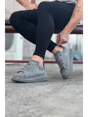 Gri Süet Erkek Ayakkabı - Modern İnce Casual Stil