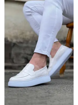 Omarı Beyaz Rugan Erkek Casual Ayakkabı