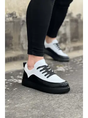 Omarı Ergonomik Kömür Beyaz Rugan Erkek Casual Ayakkabı