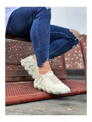 Omarı Rahat Ve Şık Bej Triko Sargı Taban Erkek Ayakkabı
