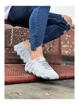 Omarı Gri Triko Sargı Taban Erkek Casual Ayakkabı