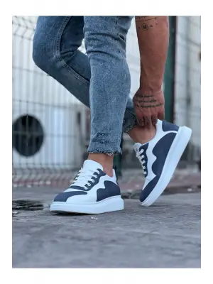 Omarı Trendy Beyaz Mavi Erkek Casual Ayakkabı