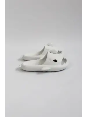 Omarı Ortopedik Beyaz Shark Slide Terlik - Unisex Çocuklar İçin