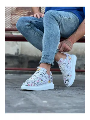 Omarı Desenli Boyalı Casual Erkek Ayakkabı