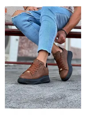 Omarı Elegan Taba Siyah Yüksek Taban Ayakkabı