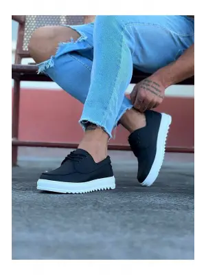 Omarı Siyah Erkek Saraclı Casual Ayakkabı - Rahat ve Şık Tasarım