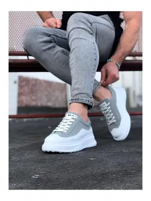 Omarı Rahat ve Şık Gri Beyaz Erkek Ayakkabı