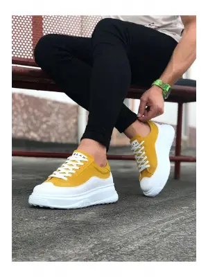 Omarı Beyaz Sarı Erkek Ayakkabı Modası