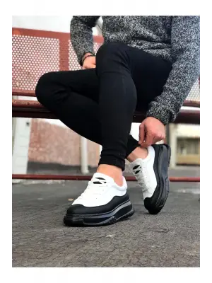 Omarı Modern Tasarımlı Kömür Beyaz Erkek Ayakkabı