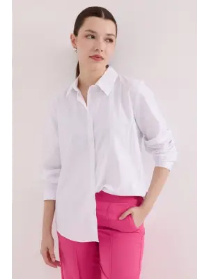 Beyaz Gümüş Varak Desenli Gömlek 20253