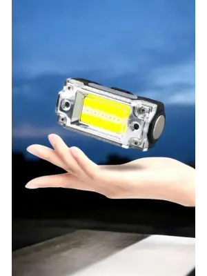 Beyaz Led Işık Sensörlü Kafa Lambası Lityum Batarya Led El Fenerli Şarjlı