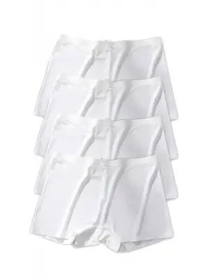 Omarı Dikişsiz Görünmez Mini Şort Boxer - 4 Adet Beyaz