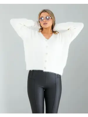 Beyaz Sakal Triko Hırka Kadın Giyim