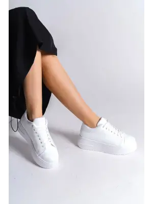 BIANA Bağcıklı Rahat tabanlı ayakkabı Tabaan Bayan Spor tabanlı ayakkabı Spor Ayakkabı  CBT - Beyaz