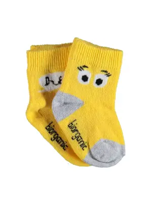 Omarı Organik Pamuklu Sarı Kız Çocuk Çorapları