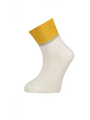 Omarı Organik Pamuklu Yumuşak Kısa Çorap Ekru Renkli