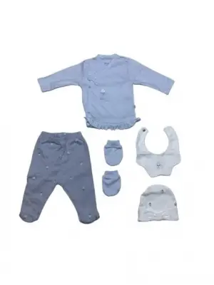 Omarı Organik Floral Hastane Çıkış Seti Ekru Lila