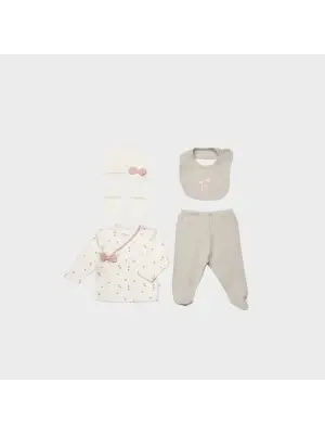 Omarı Doğal Pamuk Hastane Çıkış Seti Bej Tonları Ağırlıklı